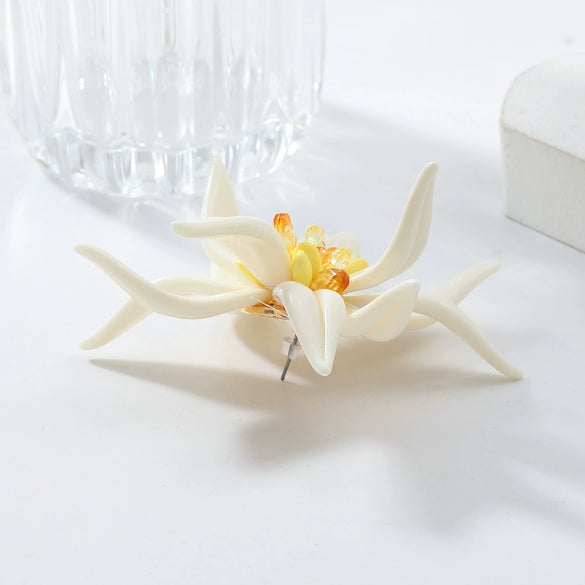 Wholesale Ladies Jewelry Set With Exaggerated Flower Acrylic Earrings Necklace Bracelet In Geometric Style And Bamboo Chain