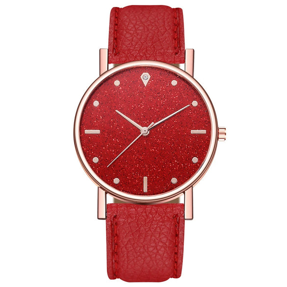 Wholesale Ladies Leisure Quartz Watches With Starry Design Alloy Case Imitation Leather Belt And Round Dial