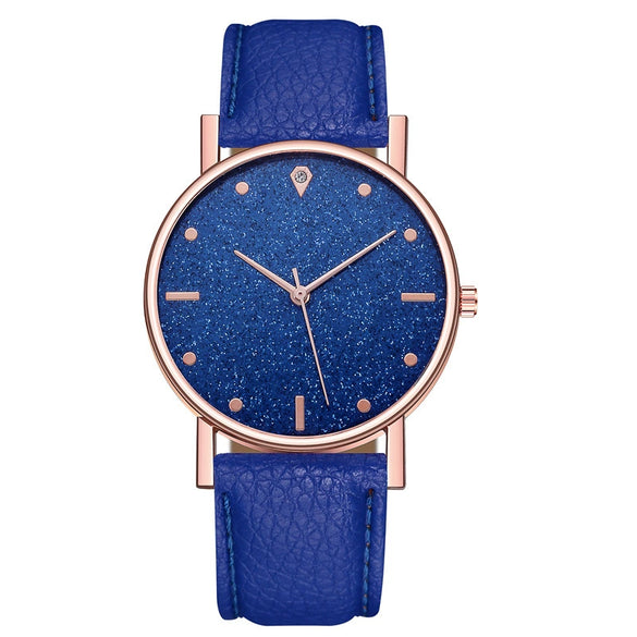 Wholesale Ladies Leisure Quartz Watches With Starry Design Alloy Case Imitation Leather Belt And Round Dial