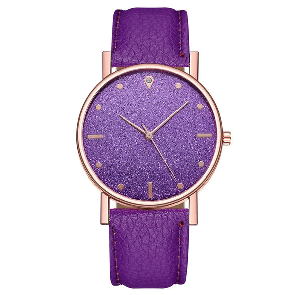 Wholesale Ladies Leisure Quartz Watches With Starry Design Alloy Case Imitation Leather Belt And Round Dial