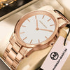Wholesale Ladies Leisure Waterproof Quartz Watch With Rose Gold Metal Case And Stainless Steel Strap And Clasp Round Dial Mineral Strengthened Glass Mirror