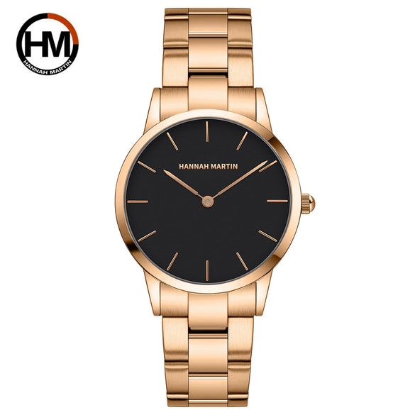 Wholesale Ladies Leisure Waterproof Quartz Watch With Rose Gold Metal Case And Stainless Steel Strap And Clasp Round Dial Mineral Strengthened Glass Mirror
