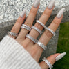 Wholesale Ladies Light Luxury Geometric S925 Sterling Silver Ring With Imitation Diamond And Electroplating