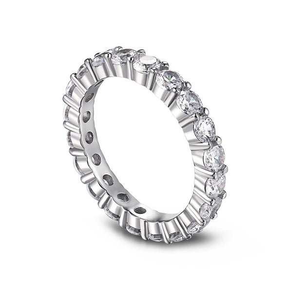 Wholesale Ladies Light Luxury Geometric S925 Sterling Silver Ring With Imitation Diamond And Electroplating