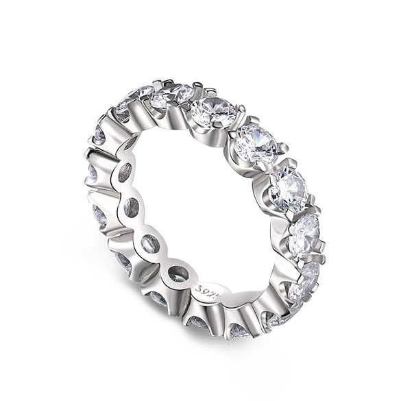 Wholesale Ladies Light Luxury Geometric S925 Sterling Silver Ring With Imitation Diamond And Electroplating