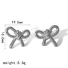 Wholesale Ladies Light Luxury Highend Bow Titanium Steel Electroplated Earrings