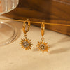 Wholesale Ladies Light Luxury Stainless Steel Earrings With Sunflower Shape And Diamond Design