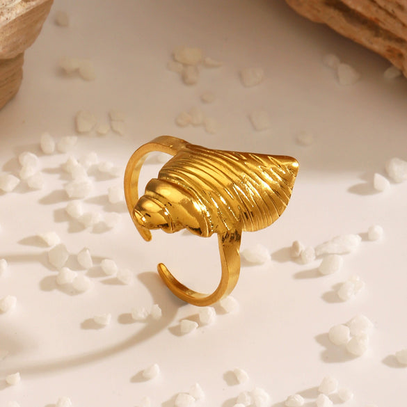 Wholesale Ladies Natural Style Stainless Steel Conch Electroplated Ring