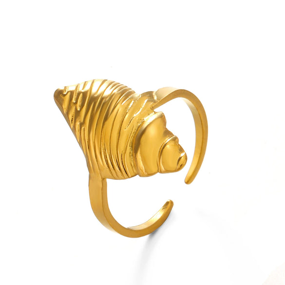 Wholesale Ladies Natural Style Stainless Steel Conch Electroplated Ring