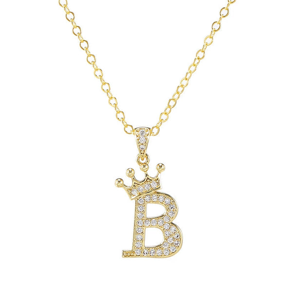 Wholesale Ladies Necklace Copper Inlaid Zircon Alloy Pendant With English Letter Microinlay Style