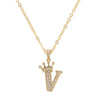 Wholesale Ladies Necklace Copper Inlaid Zircon Alloy Pendant With English Letter Microinlay Style