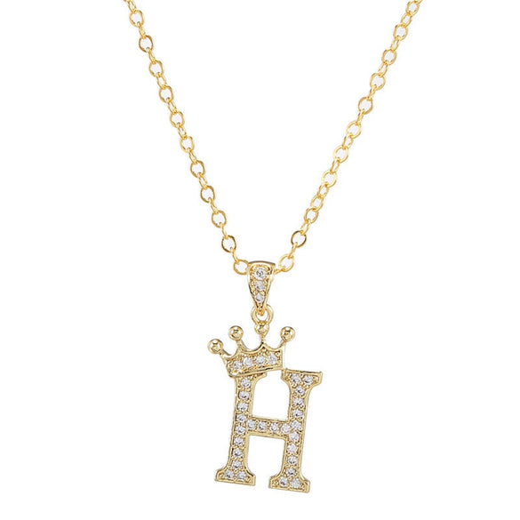 Wholesale Ladies Necklace Copper Inlaid Zircon Alloy Pendant With English Letter Microinlay Style