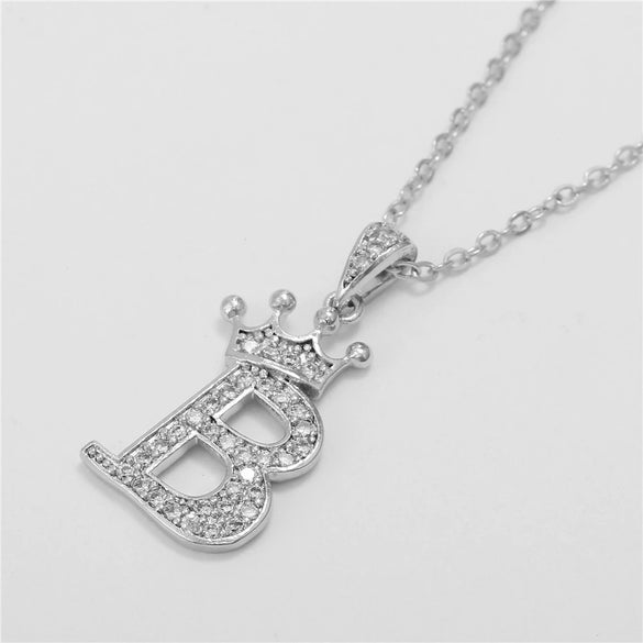 Wholesale Ladies Necklace Copper Inlaid Zircon Alloy Pendant With English Letter Microinlay Style