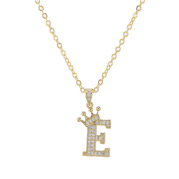 Wholesale Ladies Necklace Copper Inlaid Zircon Alloy Pendant With English Letter Microinlay Style