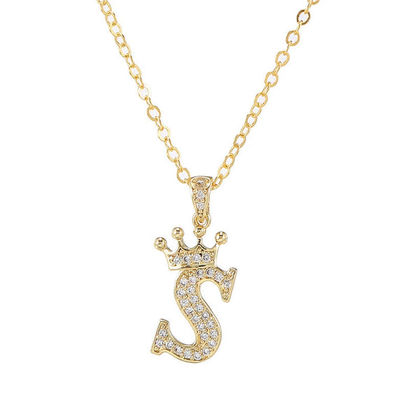 Wholesale Ladies Necklace Copper Inlaid Zircon Alloy Pendant With English Letter Microinlay Style