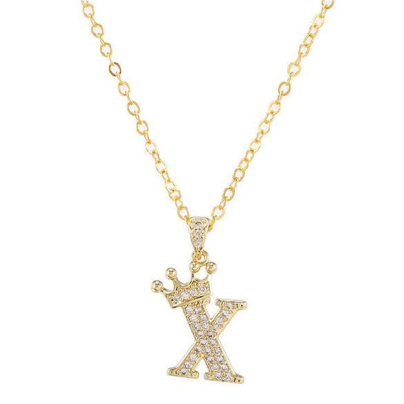 Wholesale Ladies Necklace Copper Inlaid Zircon Alloy Pendant With English Letter Microinlay Style