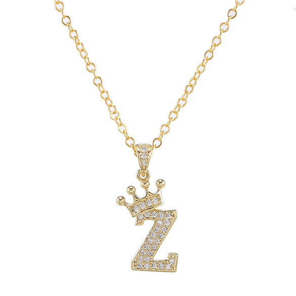 Wholesale Ladies Necklace Copper Inlaid Zircon Alloy Pendant With English Letter Microinlay Style