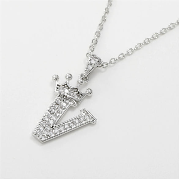 Wholesale Ladies Necklace Copper Inlaid Zircon Alloy Pendant With English Letter Microinlay Style