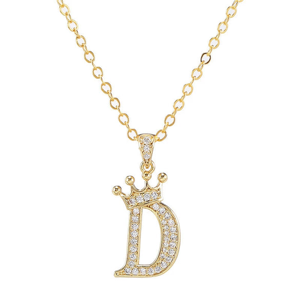 Wholesale Ladies Necklace Copper Inlaid Zircon Alloy Pendant With English Letter Microinlay Style