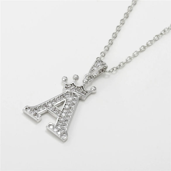 Wholesale Ladies Necklace Copper Inlaid Zircon Alloy Pendant With English Letter Microinlay Style