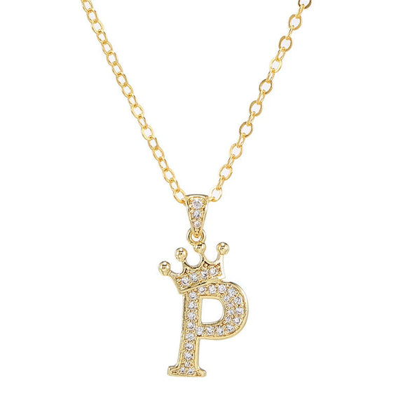 Wholesale Ladies Necklace Copper Inlaid Zircon Alloy Pendant With English Letter Microinlay Style