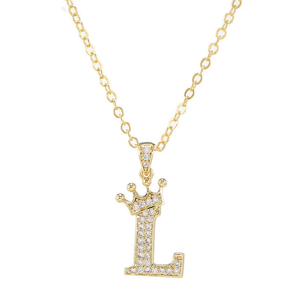 Wholesale Ladies Necklace Copper Inlaid Zircon Alloy Pendant With English Letter Microinlay Style