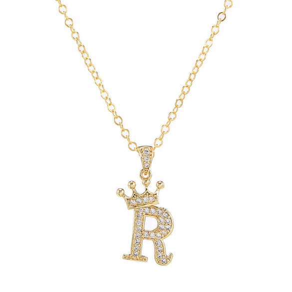 Wholesale Ladies Necklace Copper Inlaid Zircon Alloy Pendant With English Letter Microinlay Style