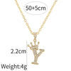Wholesale Ladies Necklace Copper Inlaid Zircon Alloy Pendant With English Letter Microinlay Style