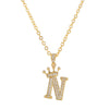 Wholesale Ladies Necklace Copper Inlaid Zircon Alloy Pendant With English Letter Microinlay Style