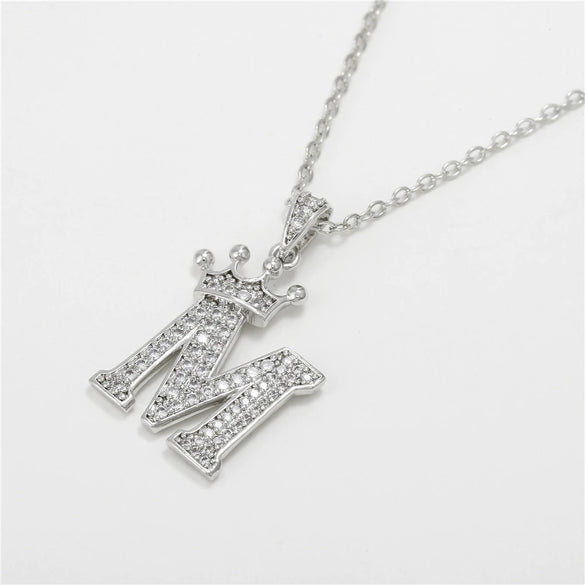Wholesale Ladies Necklace Copper Inlaid Zircon Alloy Pendant With English Letter Microinlay Style
