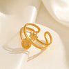 Wholesale Ladies Personality Stainless Steel Geometric Round Opening Star Ring