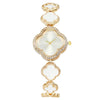 Wholesale Ladies Quartz Watch Fashion Simple Lucky Four Leaf Clover Alloy Case Stainless Steel Strap Rhombus Dial