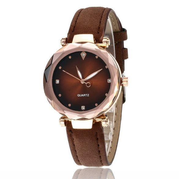 Wholesale Ladies Quartz Watch With Frosted Imitation Leather Strap Alloy Case Round Dial And Luminous Pointer