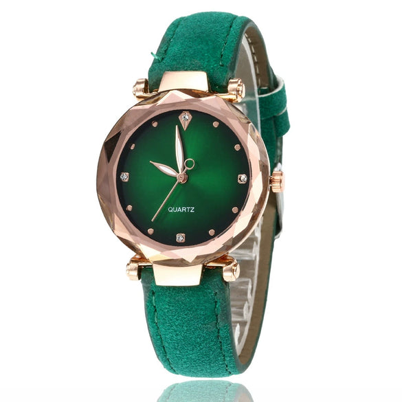 Wholesale Ladies Quartz Watch With Frosted Imitation Leather Strap Alloy Case Round Dial And Luminous Pointer