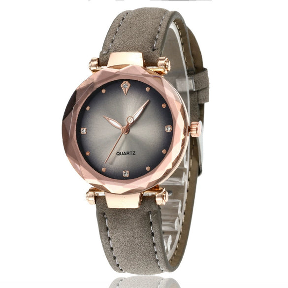Wholesale Ladies Quartz Watch With Frosted Imitation Leather Strap Alloy Case Round Dial And Luminous Pointer