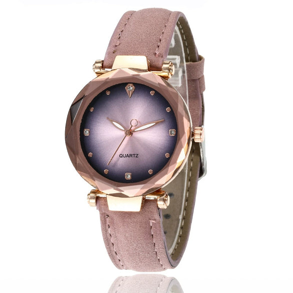 Wholesale Ladies Quartz Watch With Frosted Imitation Leather Strap Alloy Case Round Dial And Luminous Pointer