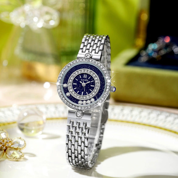 Wholesale Ladies Quartz Watch With Spiral Crown Alloy Case And Strap Stainless Steel Clasp Mineral Strengthened Glass Mirror Round Dial Printed Logo Waterproof