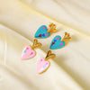Wholesale Ladies Retro Color Oil Drop Geometric Stainless Steel Earrings With 18K Vacuum Plating In Furnace