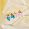 Wholesale Ladies Retro Color Oil Drop Geometric Stainless Steel Earrings With 18K Vacuum Plating In Furnace
