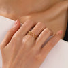 Wholesale Ladies Retro Geometric Hollow Stainless Steel Hip Hop Ring With Electroplating Does Not Fade