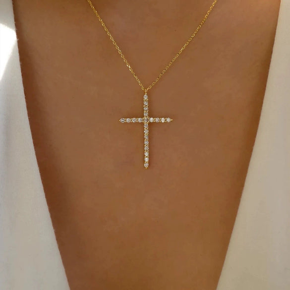 Wholesale Ladies Retro Virgin Mary Cross Pendant Necklace With Alloy Material And Electroplating Treatment In Geometric Style