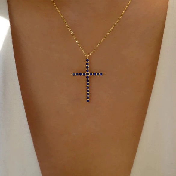 Wholesale Ladies Retro Virgin Mary Cross Pendant Necklace With Alloy Material And Electroplating Treatment In Geometric Style