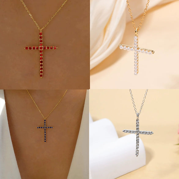 Wholesale Ladies Retro Virgin Mary Cross Pendant Necklace With Alloy Material And Electroplating Treatment In Geometric Style