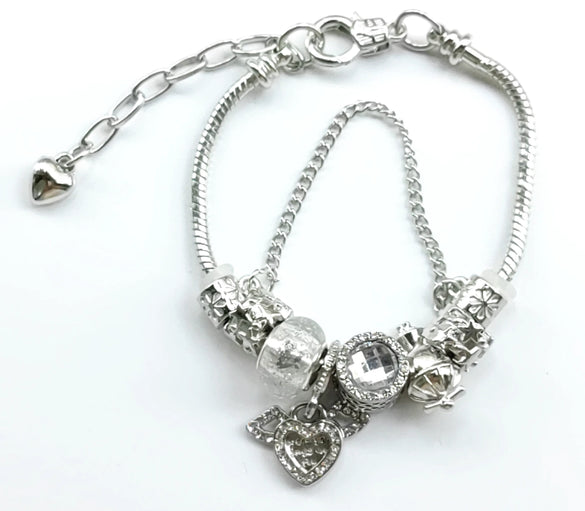 Wholesale Ladies Rhinestone Bracelet With Crown Heart Drop Shape Patterns Electroplated