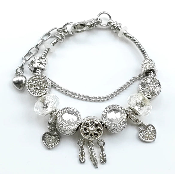 Wholesale Ladies Rhinestone Bracelet With Crown Heart Drop Shape Patterns Electroplated