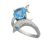 Wholesale Ladies Ring Jewelry Copper Inlaid Sapphire Blue Zircon Dolphin Shape Animal Pattern