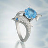 Wholesale Ladies Ring Jewelry Copper Inlaid Sapphire Blue Zircon Dolphin Shape Animal Pattern