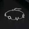 Wholesale Ladies S925 Silver Minimalist Love Bracelet With Letters Numbers Text Electroplated