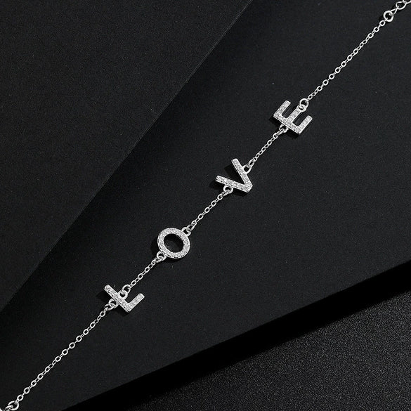 Wholesale Ladies S925 Silver Minimalist Love Bracelet With Letters Numbers Text Electroplated