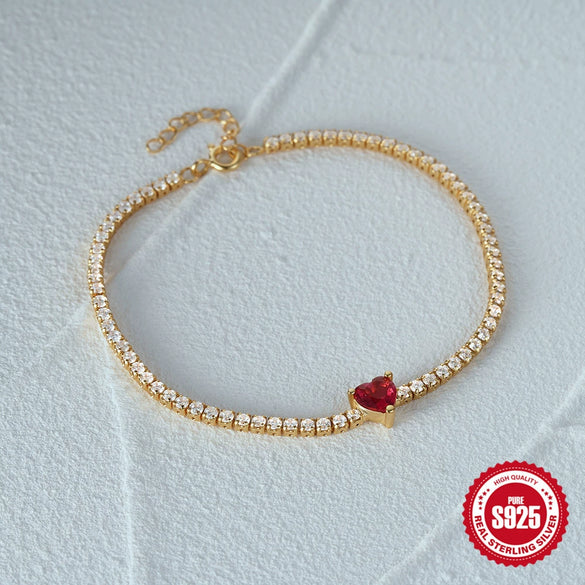 Wholesale Ladies S925 Sterling Silver Tennis Bracelet With Colored Diamond Cz And Geometric Design Electroplated